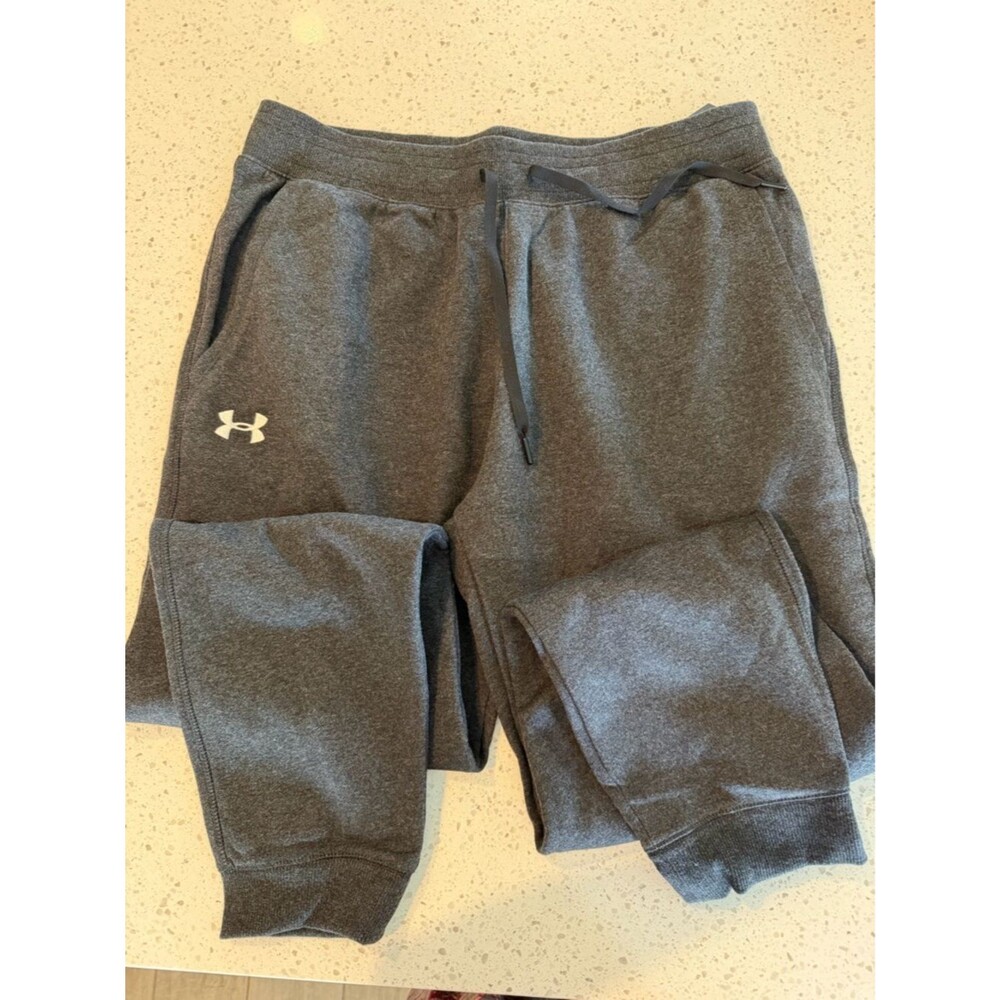 Under Armour Men's Dark Gray Drawstring Hustle Fleece Jogger Sweatpants XL